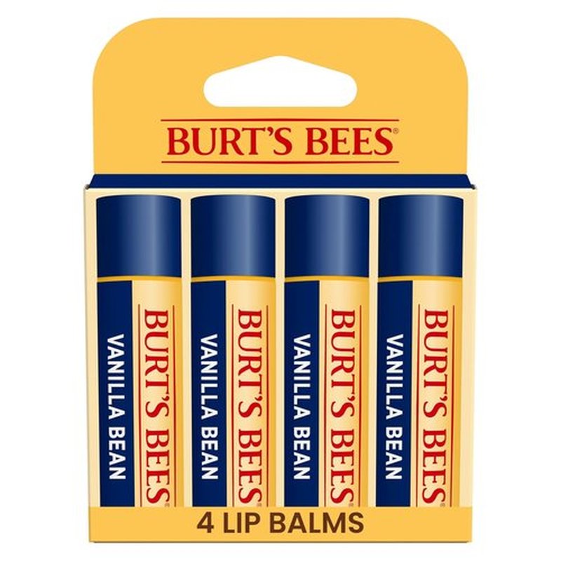Burt's Bees 100% Natural Lip Balm - Vanilla Bean Flavor, Moisturizing & Nourishing | 4 Tubes