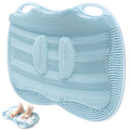 Mabnuby XL Shower Foot Scrubber Mat, Silicone Feet Massage Scrubber in Shower Clean Foot Toes Pad without Bending Non-slip Suction Cups -Blood Circulation Exfoliate Achy Relief 17.4*13.4" Light Blue