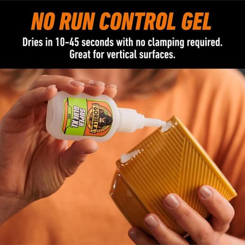 Gorilla Super Glue Gel XL - Fast-Setting Clear Adhesive with No-Drip Control | 25g for Precise Repairs