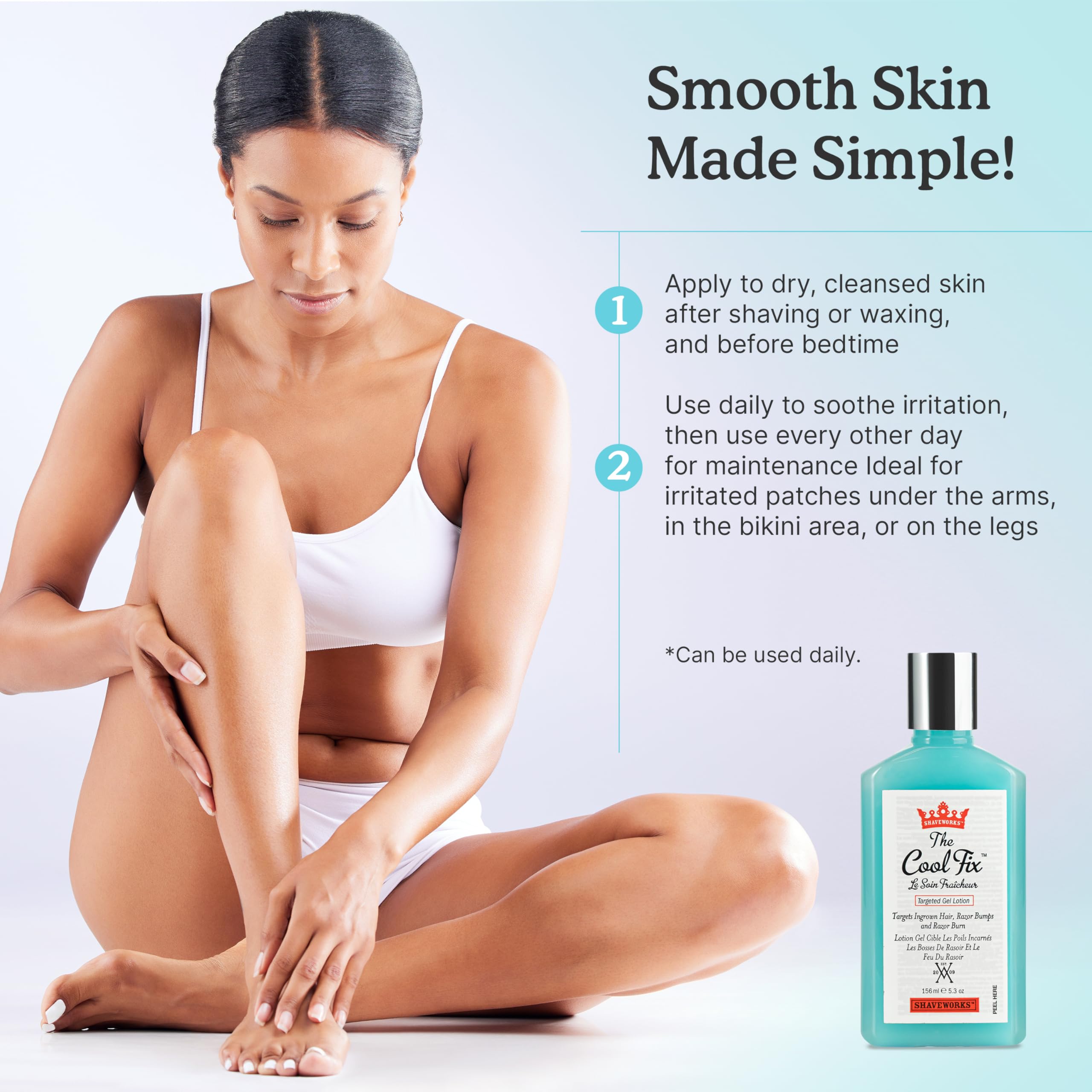Shaveworks The Cool Fix Aftershave for Women: Pubic Hair Removal, Razor Bumps, Razor Burns, Ingrown Hair Treatment – After Shaving Post Waxing Bikini Area Moisturizing Skin Care Gel 5.3 Fl Oz