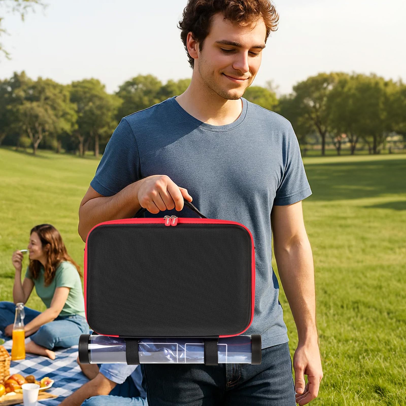 casmilee Deck Box Carrying Case for MTG/TCG Cards, Playmat & Dice (Red)