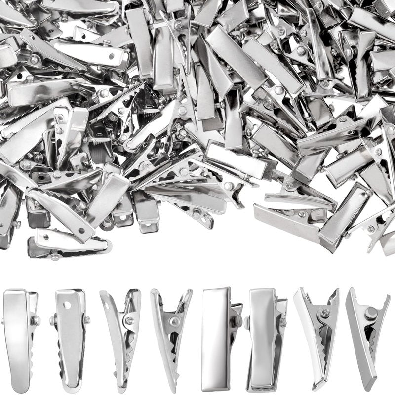 YALOJE 200pcs Metal Alligator Hair Clips, 2 Sizes Small Crocodile Hair Clips, Alligator Barrettes Accessories for Women DIY Crafts, Hair Bows, Arts - Silver, 2.4cm, 2cm