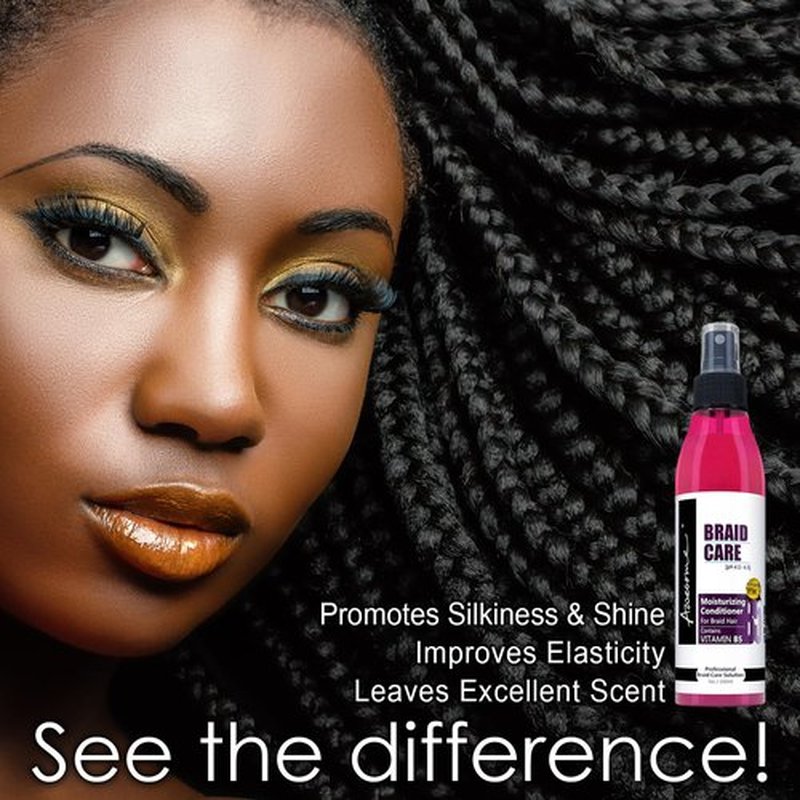 Awesome Braid Leave in Conditioner Spray, pH 4.0~4.5, Moisturizes & Improves Elasticity, Braid Itch Relief Spray, Prevents Heat & Hair Damage, Hydrates, Vitamin B5, 7 Fl Oz