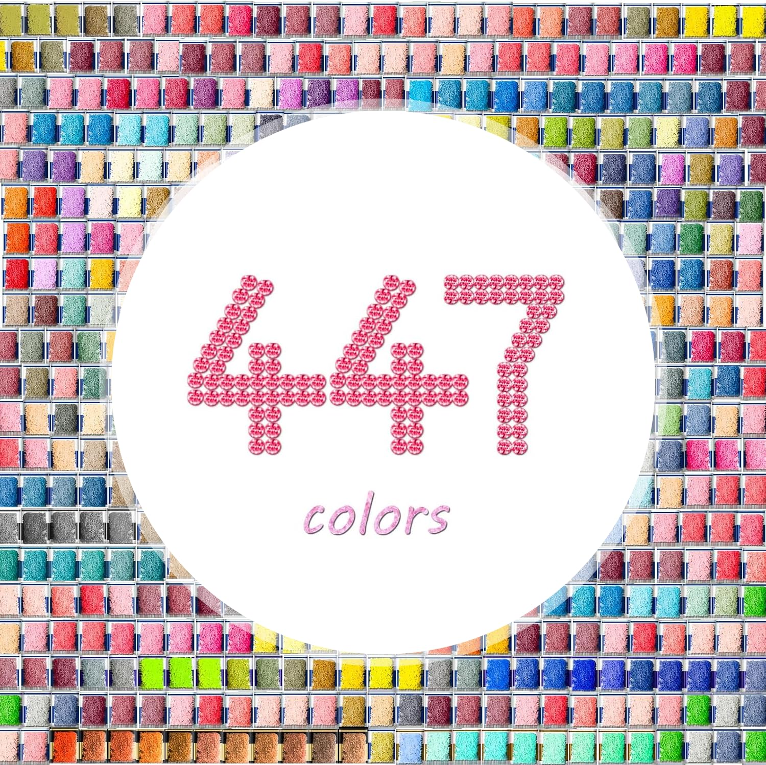 ZORETCO 223500 Pcs 447 Colors Diamond Art Painting Beads, 5D Diamond Painting Accessories, Round Diamond Painting Drills Diamonds Flat Bottom Rhinestones for Bead Art Gem Art Craft