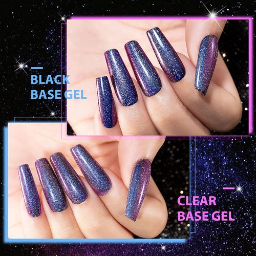 RARJSM Chameleon Gel Nail Polishes Set Multichrome Color Changing Blue Green Purple Holographic Glitter Polish Curing Requires Sparkle Shimmer Nail Gel Varnish Soak Off DIY at Home 7.5ml 3PCS