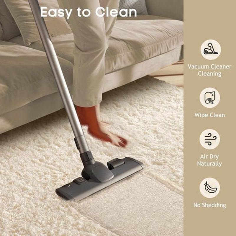 Ophanie Area Rugs - Large Ivory Shag Carpet for Living Room | Soft 9x12 Indoor Nursery Rug