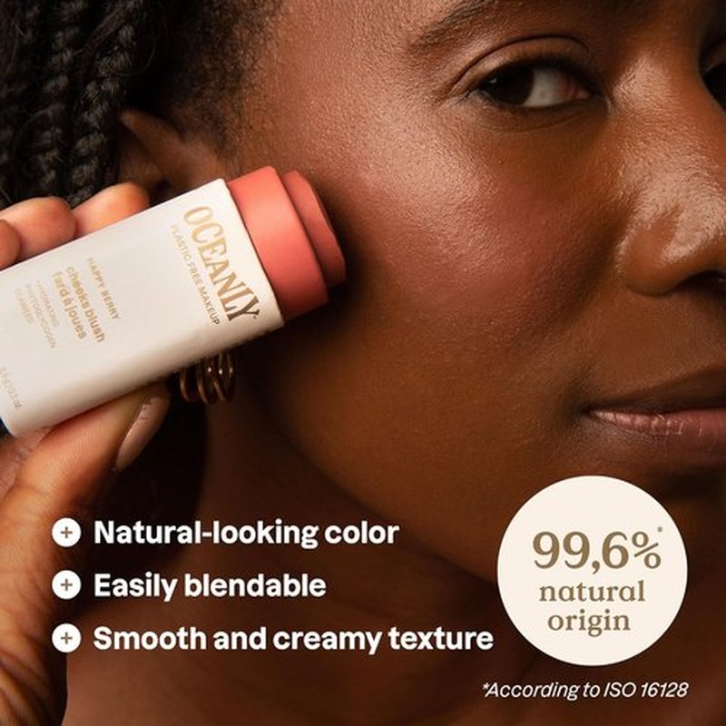 ATTITUDE Oceanly Blush Stick - Plastic-Free, Lightweight, EWG Verified, Vegan & Cruelty-Free, Happy Berry, 0.3 Ounces