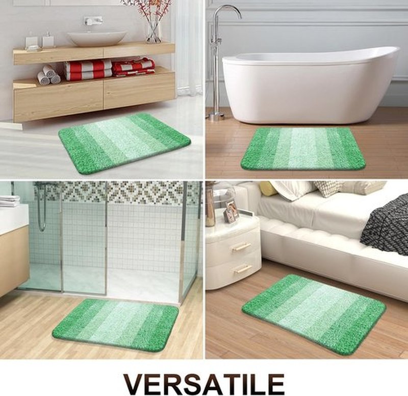 OLANLY Large Bathroom Rugs - Extra Soft Microfiber Mat 54x24 | Quick Dry & Machine Washable, Green
