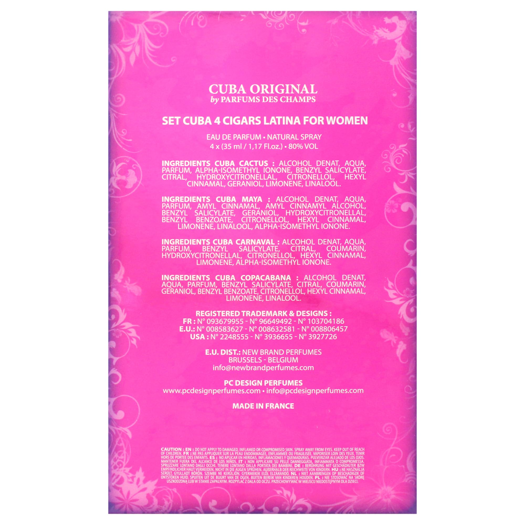 Champs Cuba Latino Collection By Champs For Women Gift Set (Eau De Parfum Spray 1.17-Ounce/35 Ml of Carnaval, Cactus, Maya & Copacabana)