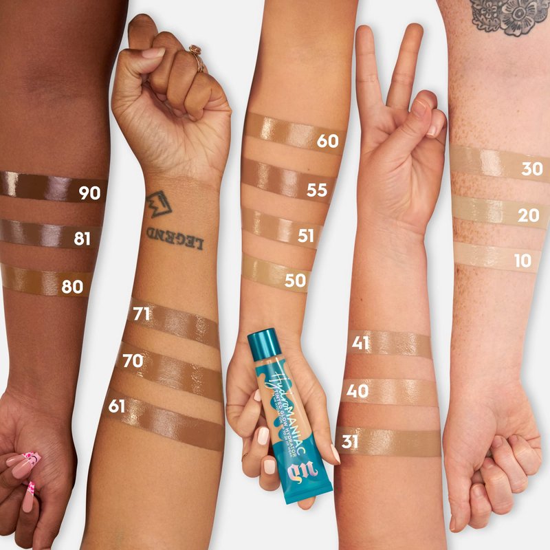 Urban Decay Hydromaniac Dewy Foundation (55 Medium Deep Neutral), Hydrating Tinted Moisturizer for Dry Skin, Buildable Medium Coverage, Non-comedogenic, Vegan, Cruelty-free - 1.1 fl oz