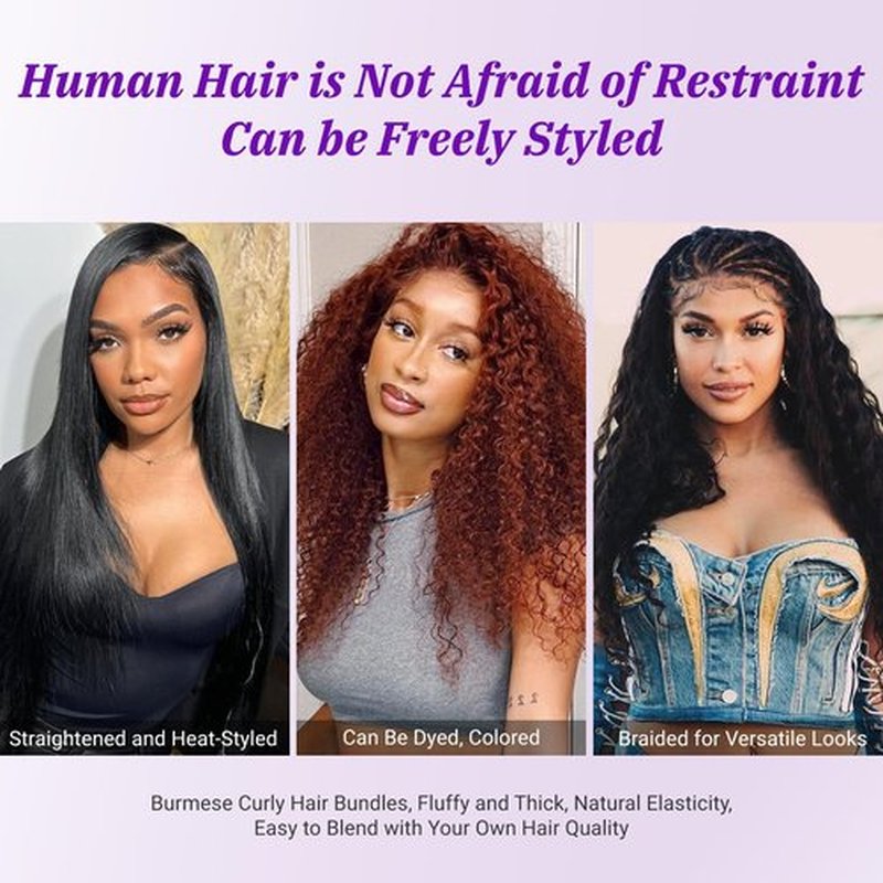 Burmese Curly Bundles Human Hair 3C4A Spiral End Quick Water Wave Human Hair Bundles Extensions 3Pcs for Women 18 20 22 inch Natural Black