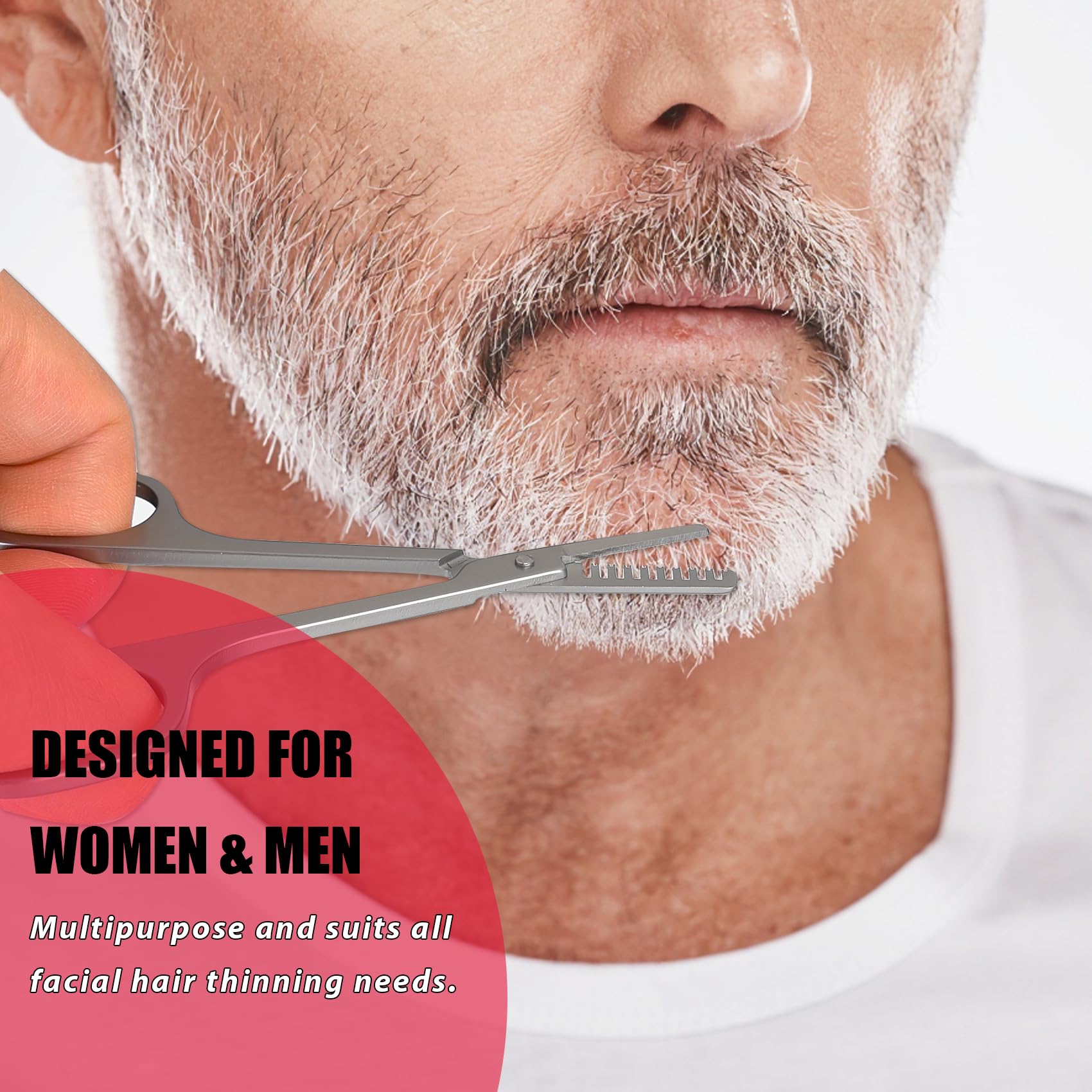 Facial Hair Thinning Scissors, V Teeth, Stainless Steel Gray