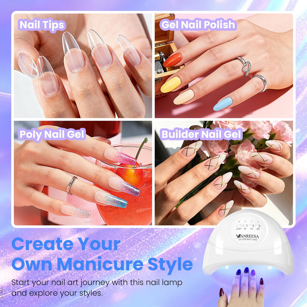 VANREESA U V Nail Lamp, 30 Beads LED U V Light for Gel Nails, U V Lamp for Gel Nail Polish with 3 Timers & Automatic Sensor, White Nail Dryer, Gifts for Women Girls