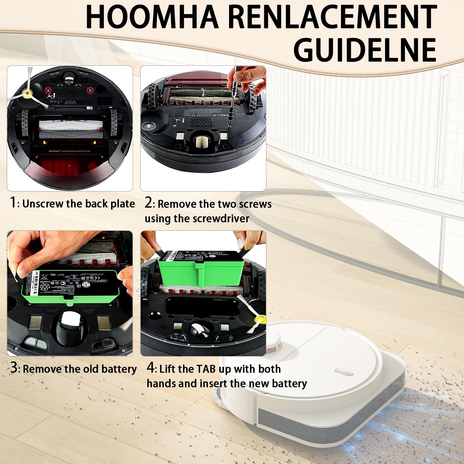 XCZHEUNP 3300mAh for Roomba Battery Replacement iRobot roomba Battery Replacement for Roomba 891 890 895 877 860 850 805 801 700 695 690 685 680 677 675 671 670 665 652 640 614 500 400 Series 1800Li