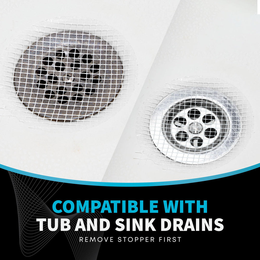 TubShroom Toss 26pk Disposable Drain Covers - Hair Catcher Mesh Sticker Strainers for Shower Bathtub and Bathroom Sink Drains to Prevent Clogged Drains, Half Year Supply
