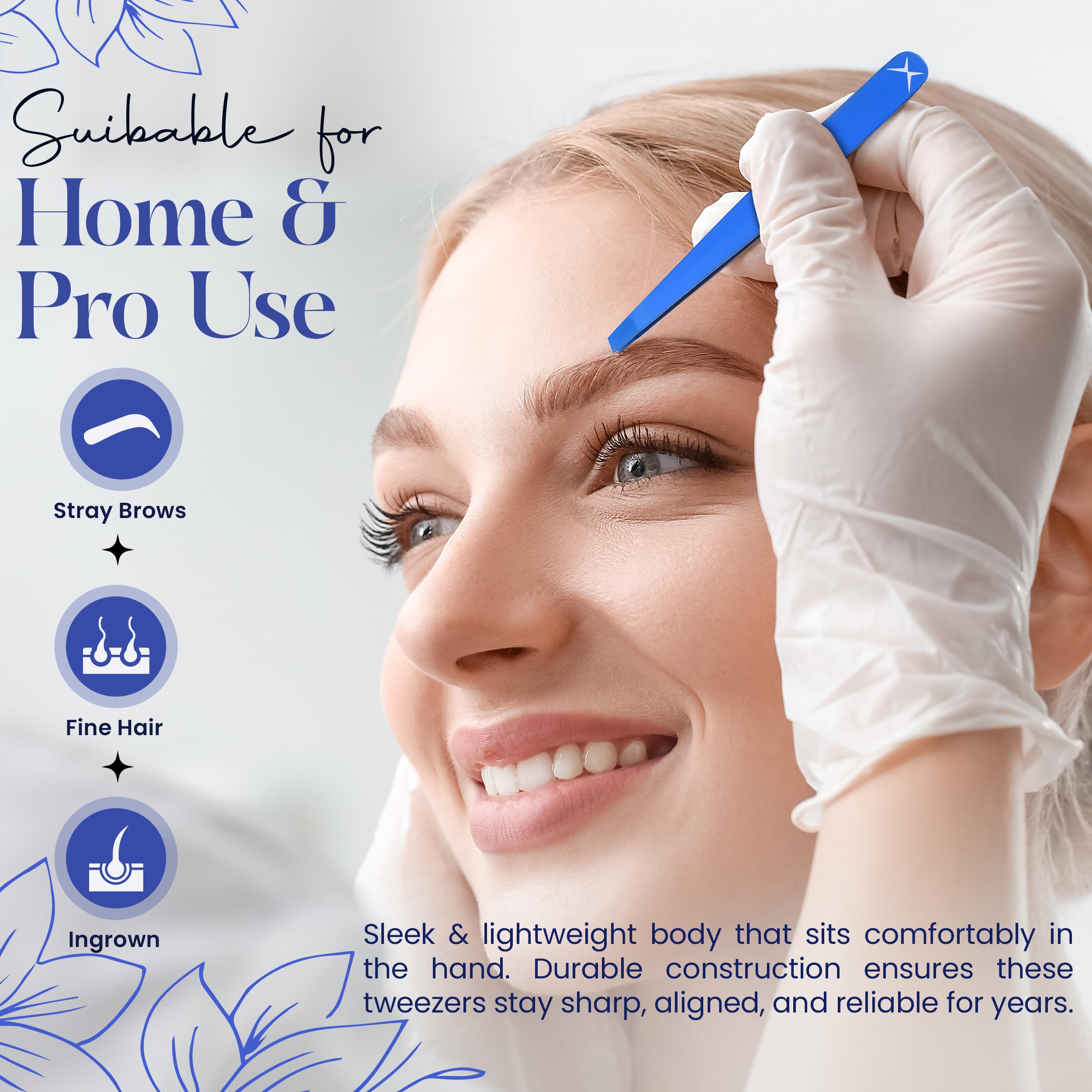 Professional Slant Tip Tweezers for Eyebrows – Premium Stainless Steel, Ultra-Precise Hand-Aligned Tips, Facial Hair & Ingrown Hair Removal (Cosmic Blue)