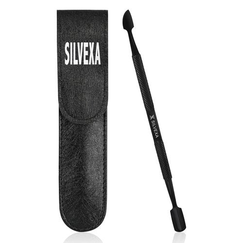 420C Stainless Steel Pro Cuticle Pusher and Nail Cleaner, Nail Polish Remover Manicure and Pedicure Nail Care Dual Ended for Fingernails and Toenails by SILVEXA