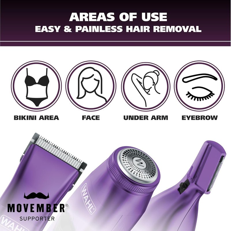Wahl Pure Confidence Rechargeable Electric Trimmer & Shaver - Smooth Shaving for Face, Underarms & Bikini Areas | Model 9865-100