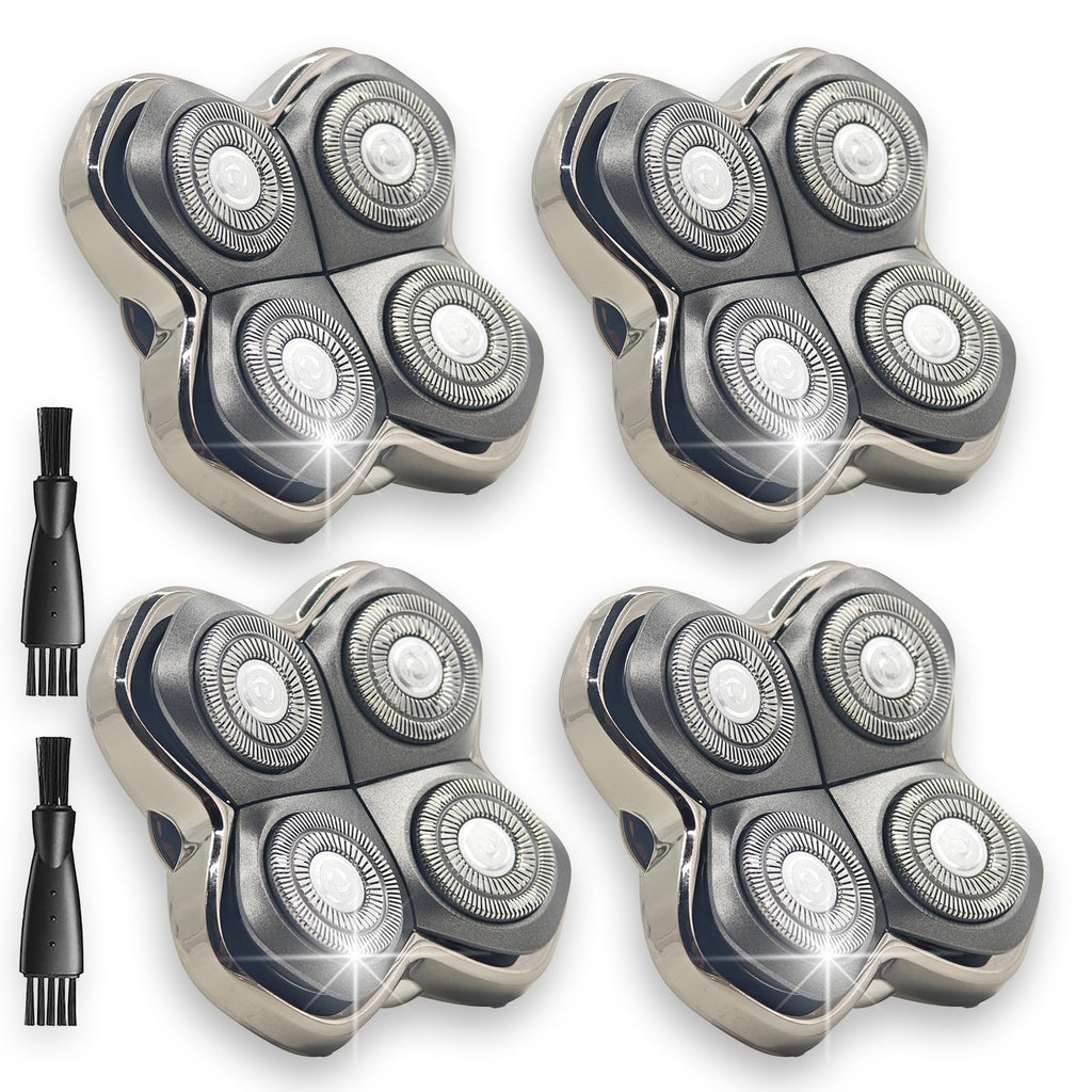 Bpbdzz 4 Pack 4-Shaver Replacement Heads for Skull Pitbull Series, Palm & Butterfly Kiss, Electric Head & Face Shaver Refills with 1 Cleaning Brush