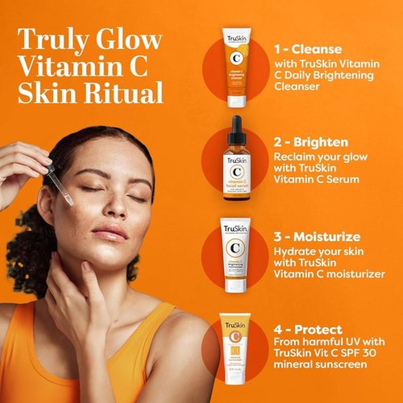 TruSkin Vitamin C Serum - Anti-Aging Face Serum with Hyaluronic Acid & Vitamin E | Brightens Dark Spots & Fine Lines, 2 Fl Oz