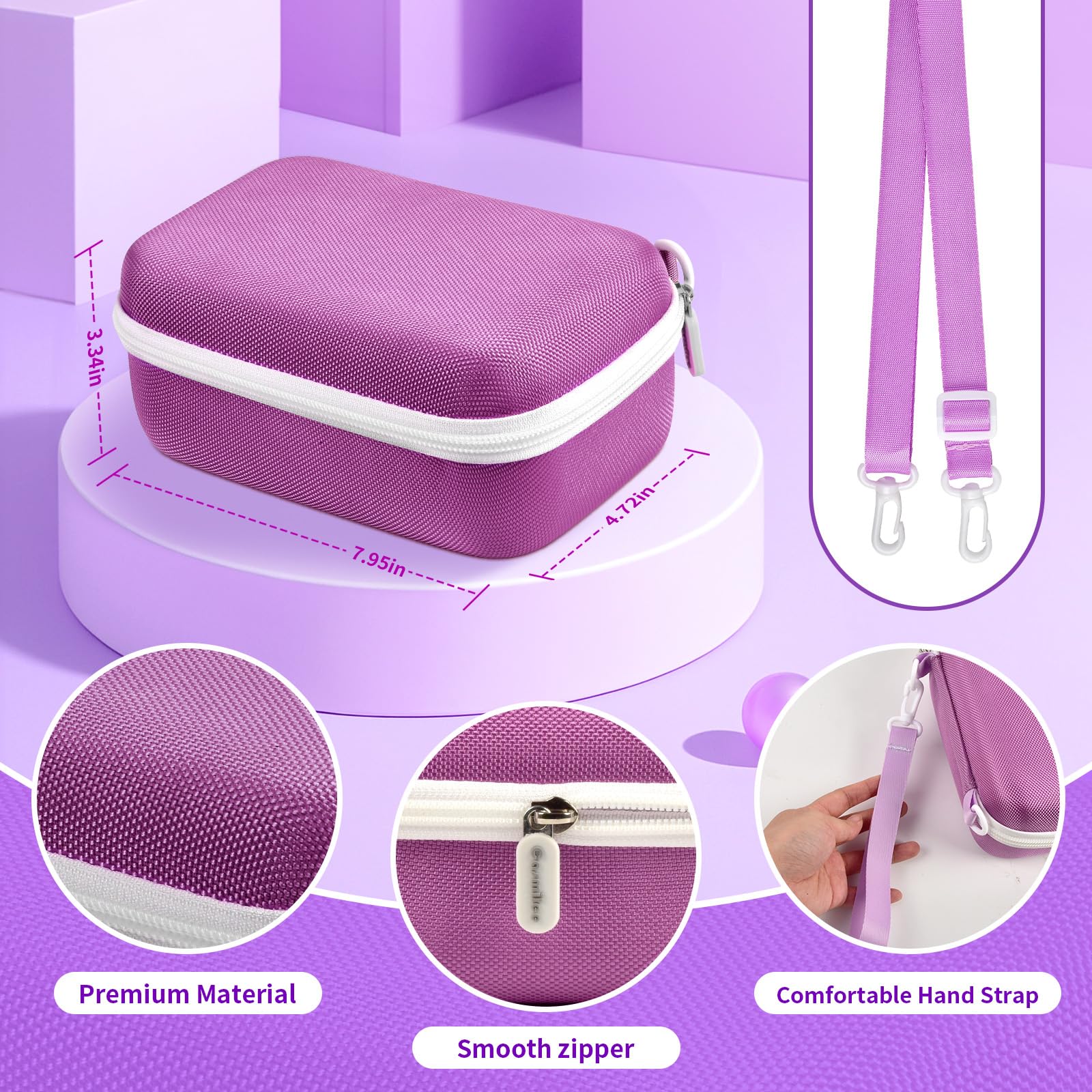 casmilee Universal Kids Instant Print Digital Camera Case for ESOXOFFORE/for goopow/for Dylanto/for Seckton/for YEEHAO/for HOOMOON, Cameras Holder with 3 Rolls of Printing Paper- Purple (Box Only)