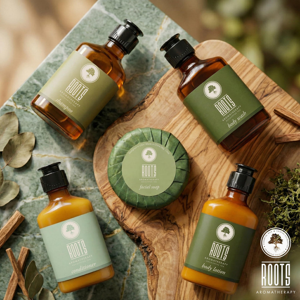 ROOTS AROMATHERAPY 150 Piece Airbnb Essentials for Hosts,Hotel Shampoo & Conditioner Supplies for Guests, Body Wash Lotion & Soap, Travel Size Toiletries Bulk Mini Sets Hygiene Kits Bar Soaps Air Bnb