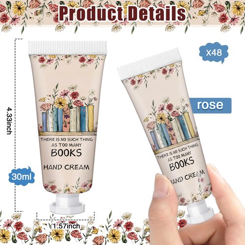 Leelosp 48 Pcs Book Club Gift Bulk Mini Hand Cream Travel Size Lotion Book Lover Gift for Women Member for Dry Cracked Hands