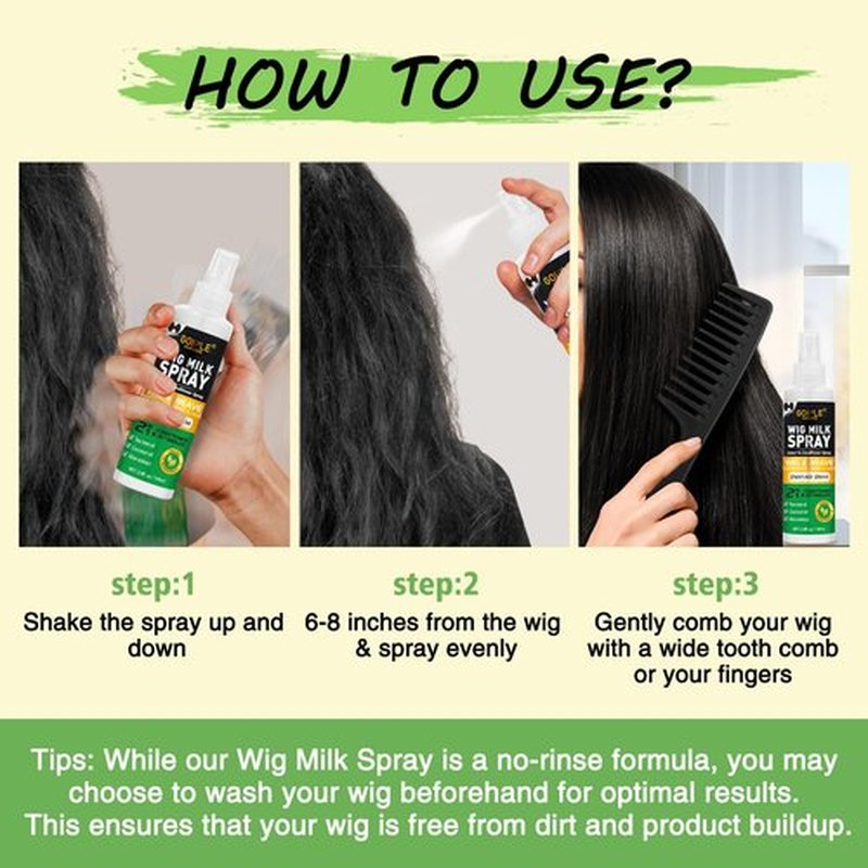 2PCS Wig Milk Spray for Synthetic Hair, Leave-In Conditioner Wig Detangler Spray for Human Wigs, Conditioner ＆ Detangler 2 in 1 Moisturizer, Hydrates & Replenishes Synthetic Hair Wigs Easy Combing