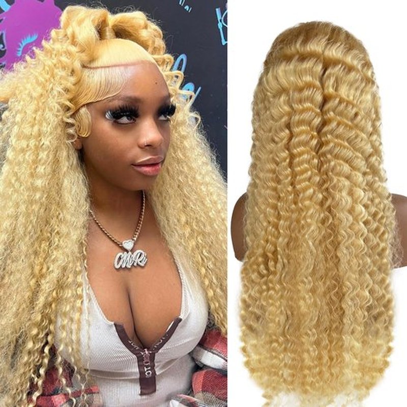 Licoville 613 Deep Wave Wig 13x6 Lace Front Wigs Human Hair Pre Plucked 180% Density Blonde Curly Wig HD Transparent Free Part 24 Inch Blonde 613 Frontal Wigs Human Hair for Black Women