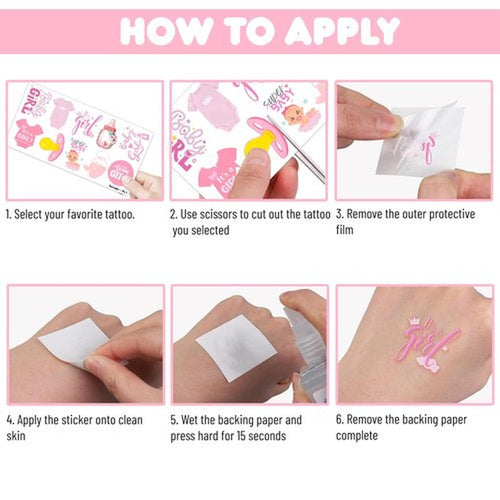 100 PCS Gender Reveal Temporary Tattoos Themed Birthday Party Decorations Favors Supplies Decor Baby Boy Or Girl Pink And Blue Tattoo Stickers Gifts For Game Kids Boys Girls Classroom School Prizes