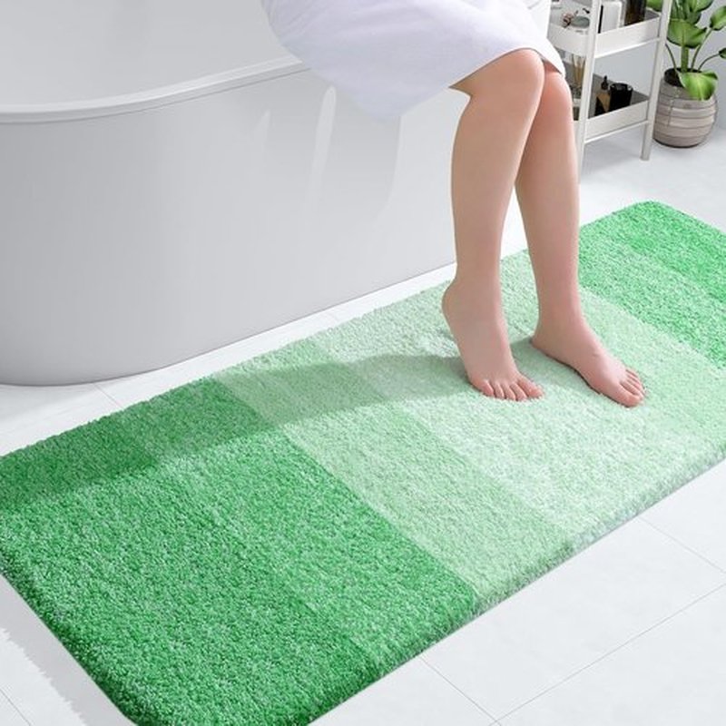 OLANLY Large Bathroom Rugs - Extra Soft Microfiber Mat 54x24 | Quick Dry & Machine Washable, Green