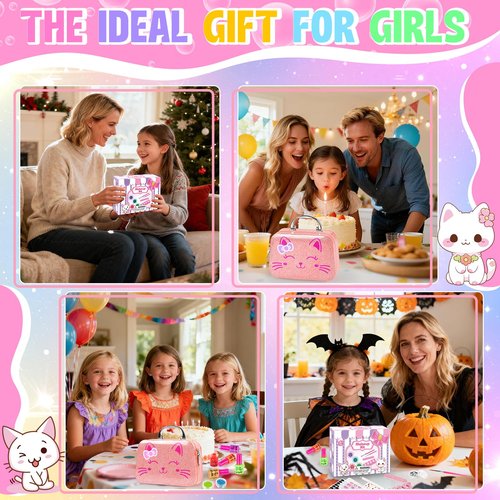 Kids Nail Polish Set for Girls, 27Pcs Nail Art Kit with Nail Dryer & Storage Case, Non-Toxic Peel-Off Water-Based Nail Polish, Christmas Birthday Gifts Toys for Toddlers Kids Girls Age 8 9 10+
