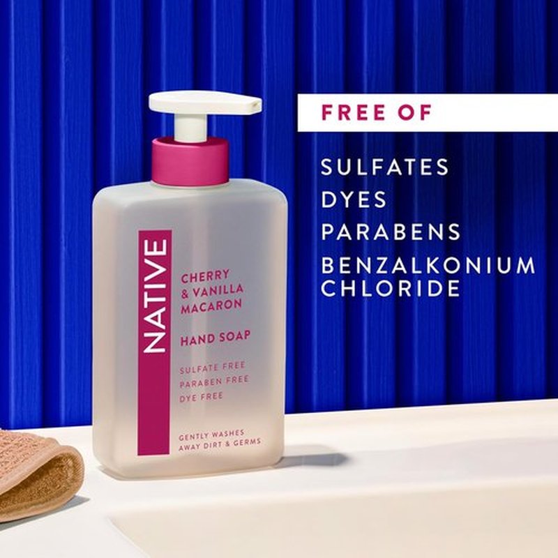 Native Liquid Hand Soap - Cherry & Vanilla Macaron Scent | Non-Drying Formula for Soft Hands, 13 oz