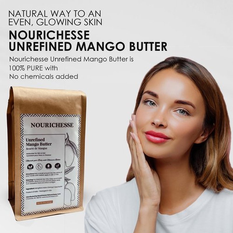 Nourichesse Unrefined Mango Butter - 1LB (16oz) Block, 100% Pure Raw Mango Butter