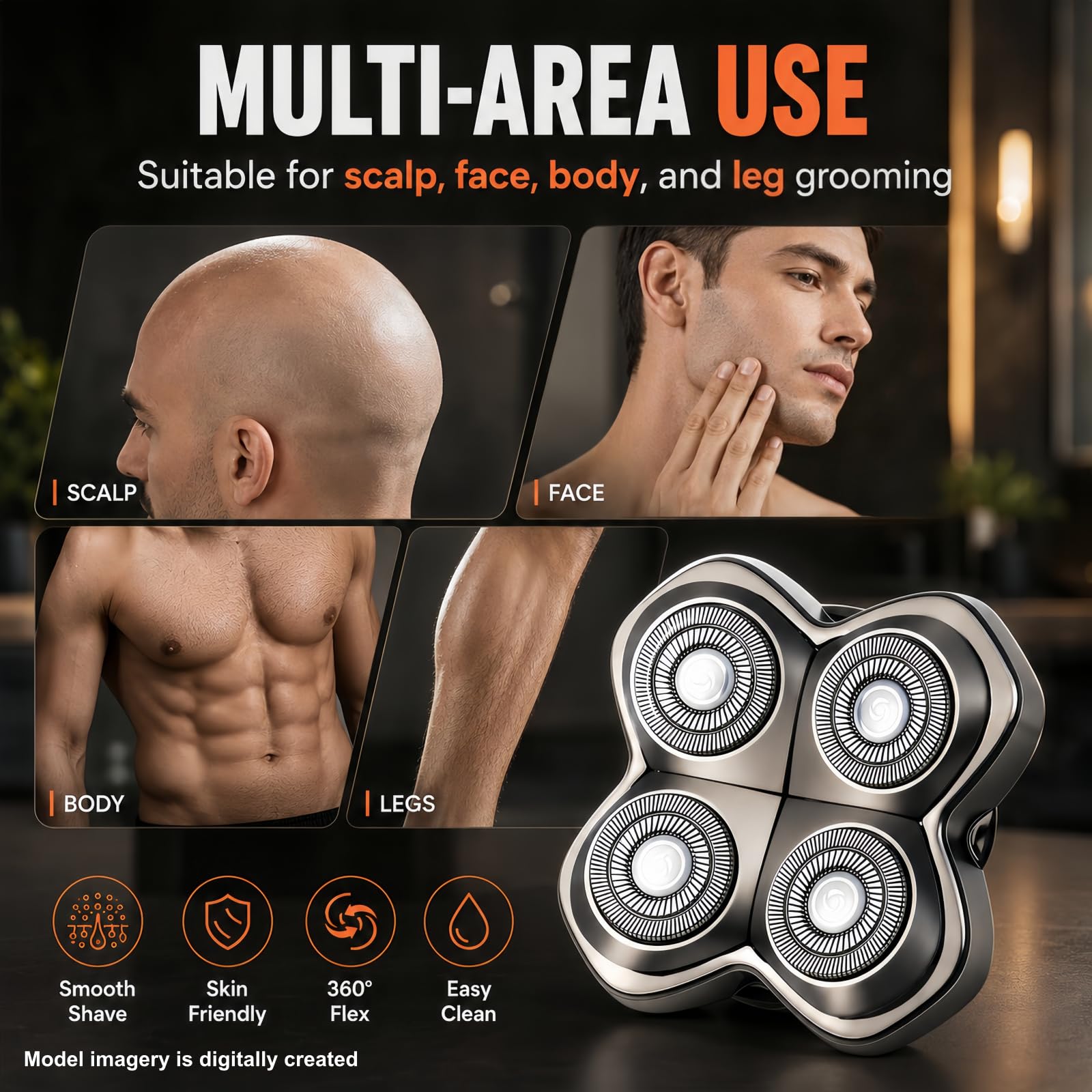 1 Pack Shaver Pro 4 Replacement Heads Compatible with Skulls Pitbulls Series,Gold PRO/Silver PRO/Platinum PRO/Butterfly Kiss PRO Head Shavers,Electric Shaver & Head Shaver Replacement Blade