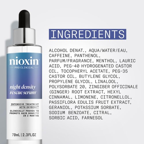 Nioxin Night Density Rescue Serum | Overnight Hair Thickening Serum | Protects Against Hair Breakage | Intensive Treatment with Oxydine | 2.4 Fl oz.