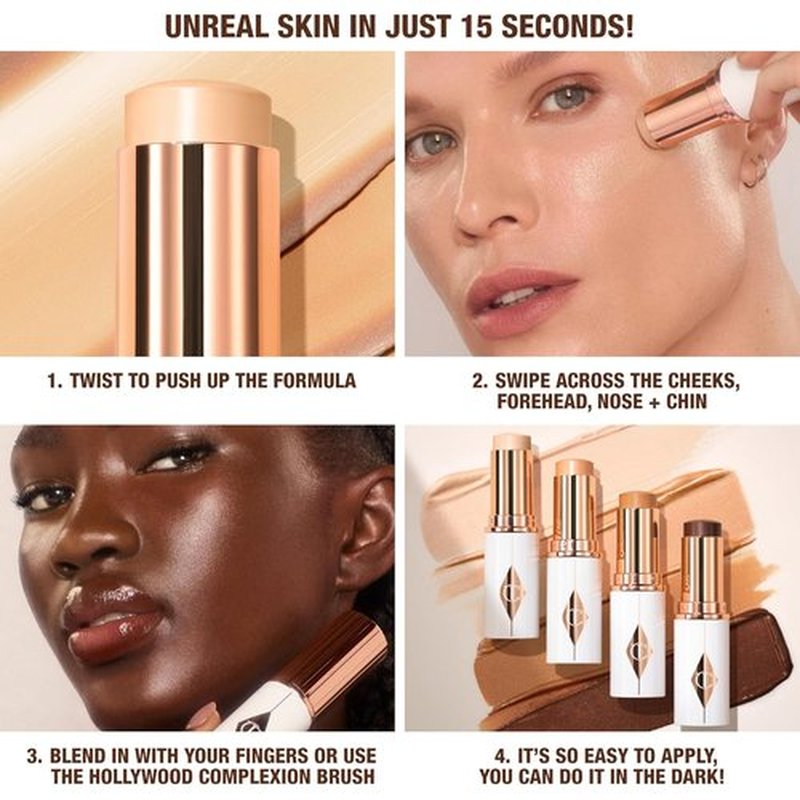 Charlotte Tilbury Unreal Skin Tint - Hydrating Cream Foundation Stick with Sheer-to-Light Coverage | Blurring & Smoothing Formula