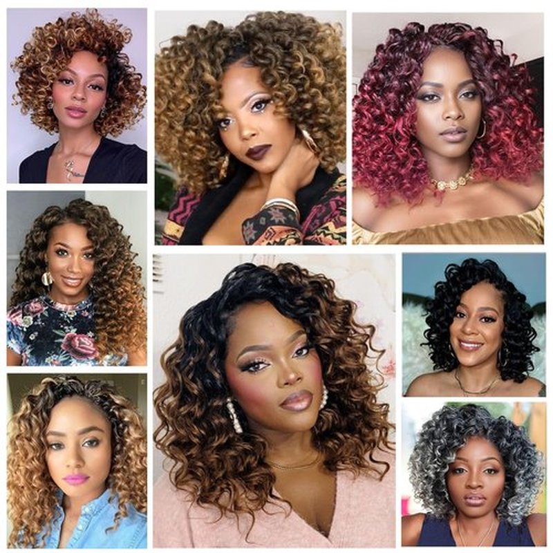 Mebeli GoGo Curl Crochet Hair,8inch Pre Looped Water Wave Beach Curl Ocean Wave Crochet Braiding Hair,8pcs Box Braids Short Curly Crochet Hair for Black Women (8inch,#1B)