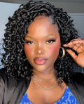 Pintress Goddess Locs Crochet Hair 10 Inch 8 Packs Boho Style for Women Pre Looped Crochet Hair with Curly Ends Short River Locs