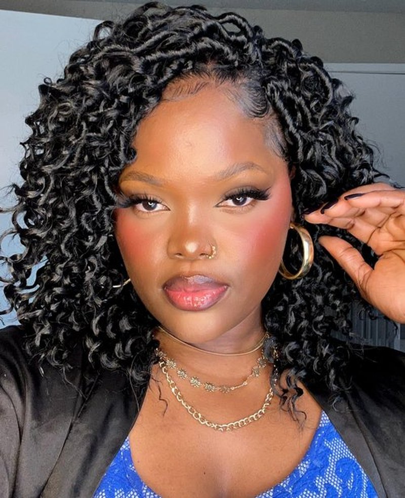 Pintress Goddess Locs Crochet Hair 10 Inch 8 Packs Boho Style for Women Pre Looped Crochet Hair with Curly Ends Short River Locs