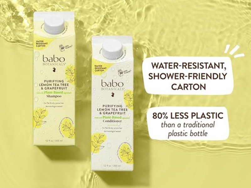 Babo Botanicals Purifying Lemon Tea Tree & Grapefruit Shampoo - Bundle with Conditioner for Oily Hair | Adds Body & Shine