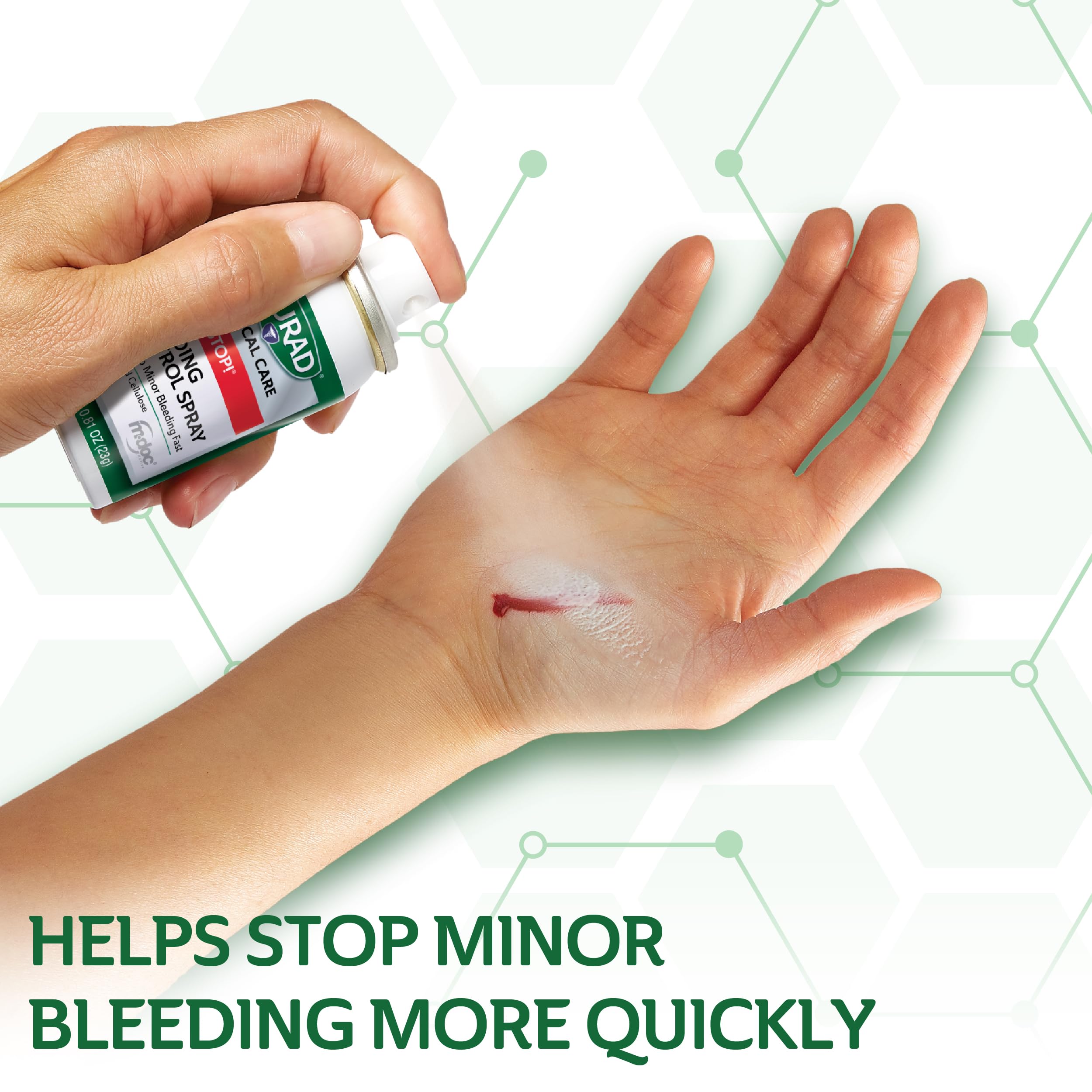 CURAD QuickStop!® Bleeding Control Spray | .81oz | Fast-Acting Solution for Persistent Bleeding | For Minor Cuts & Scrapes | 1 Count