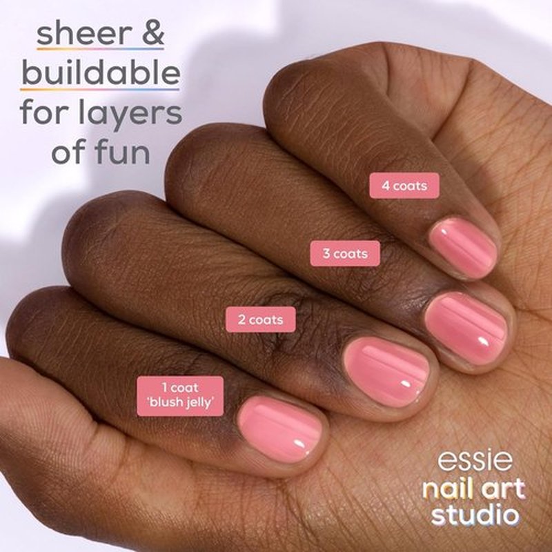 Essie Nail Art Studio Jelly Gloss Polish - Vegan Sheer Pink Blush Nail Polish, 0.46 Fl Oz