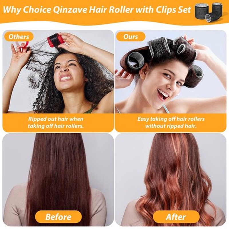 39PCS Self Grip Curlers 3 Sizes - Black 2.5in, 1.9in, 1.4in Rollers with Duckbill Clips for Long, Medium, Short, Thick, Fine Hair Volume and Bangs (Black)