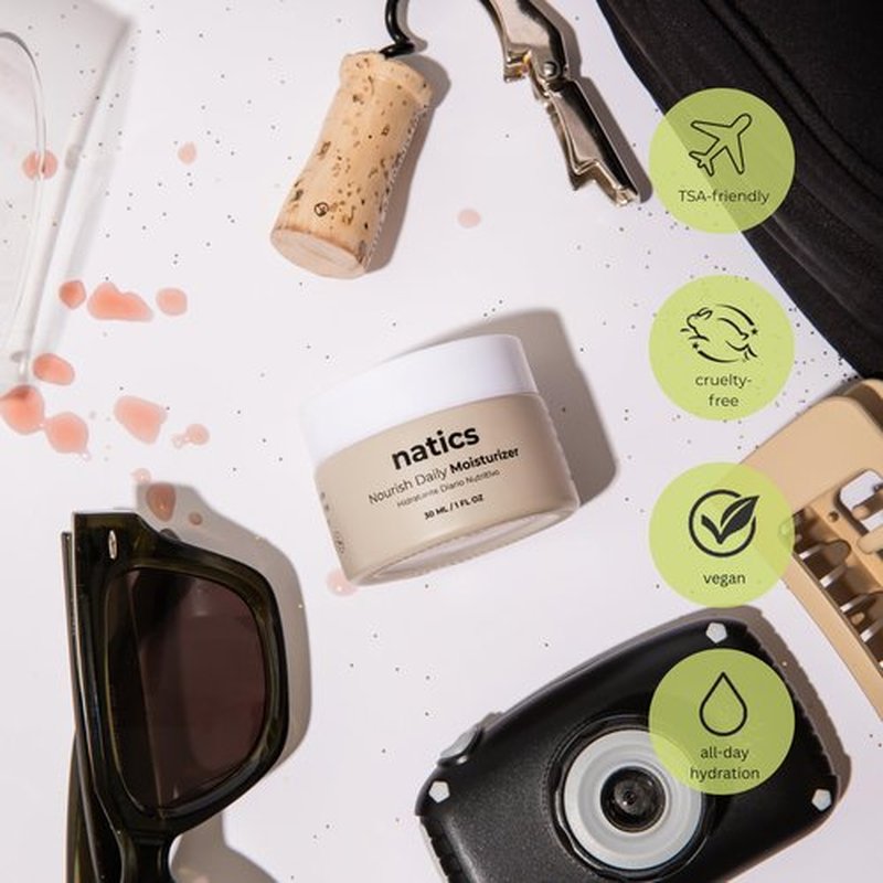 Natics Nourish Daily Face Moisturizer – Instant Hydration & Barrier Repair with Natural BHA & Prebiotics – Vegan, Cruelty-Free, TSA-Friendly Travel Size, for Sensitive, Oily & Acne-Prone Skin (1 oz)