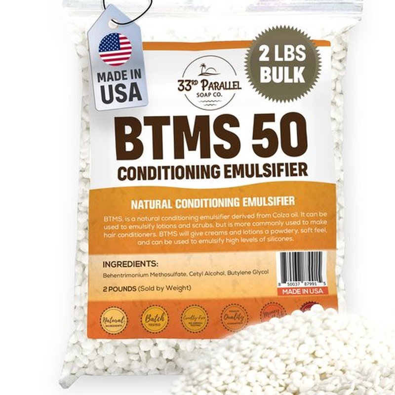 33rd PARALLEL | BTMS 50 (2 lbs / 32 oz) Bulk Conditioning Emulsifier | 100% Natural Plant Derived | Behentrimonium Methosulfate Cetearyl Alcohol Emulsifying Conditioner | Product of USA (2 POUNDS)