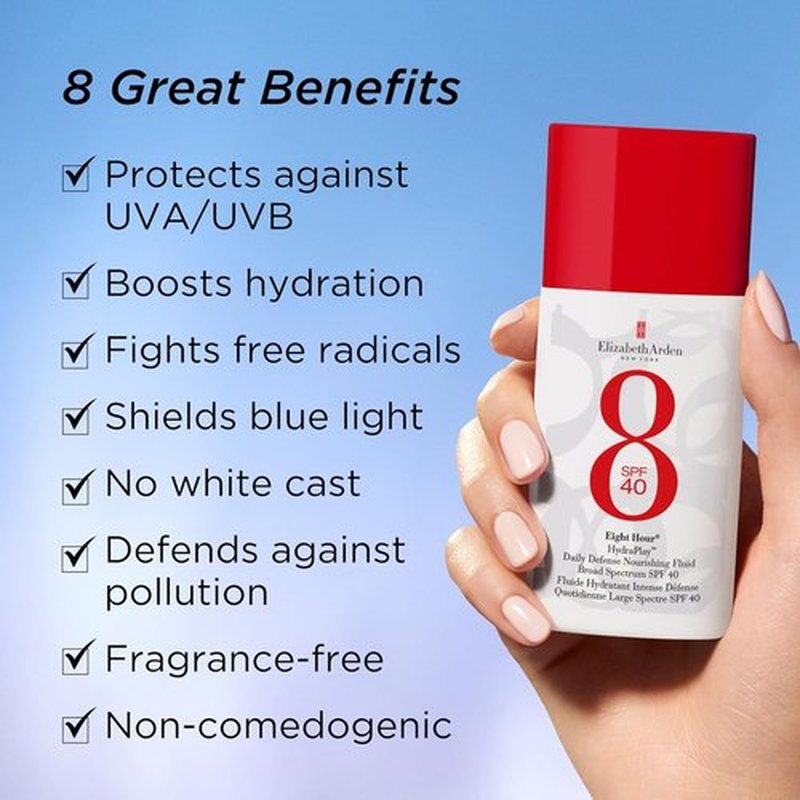 Elizabeth Arden Eight Hour Face Sunscreen SPF 40 - Nourishing, Non-Comedogenic, Fragrance-Free, 1.7 fl oz