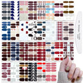 WOKOTO 30 Sheets Full Nail Stickers Mix Design Nail Polish Strips Glitter Nail Art Stickers For Women Nails With Nail File Self Adhesive Gel Nail Strips Nail Design Stickers Nail Color Strips Wraps