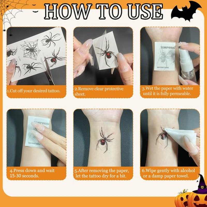 JoyfulGlam 110+ PCS Halloween Face Tattoos, Spider Tattoo Temporary, Halloween Witch Makeup for Women, Halloween Costume Accessories for Adult Kids