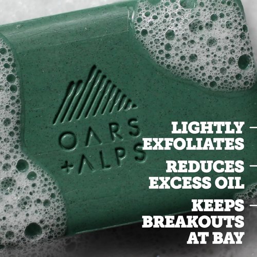 Oars + Alps Exfoliating Bar Soap for Men - Deep Cleaning Peppermint Charcoal | All Skin Types, 1 Pack